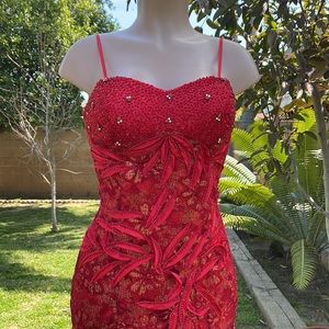 ASPEED GORGEOUS  STRAPLESS red color PROM or Evening size LARGE  Womens DRESS